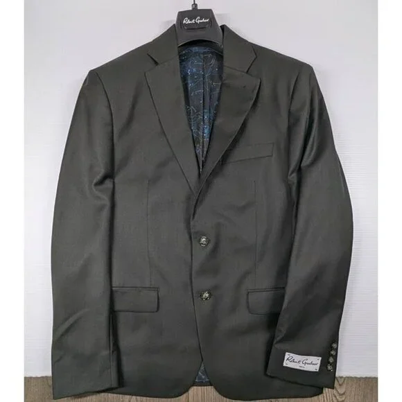 Robert Graham Modern Fit Sharkskin Hunter Green Suit Size 38R (MSRP $598) - Picture 3 of 7